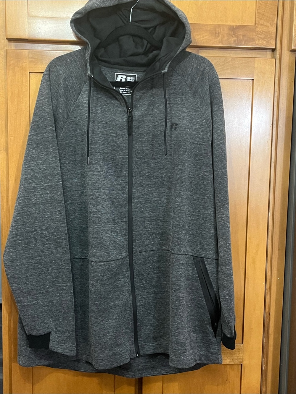 Russell Fusion Knit Full Zip Hoodie Charcoal Grey 2XL 50-52 made in Jordan